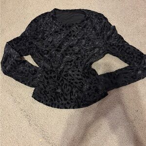 Black Leopard Print Long Sleeve Top